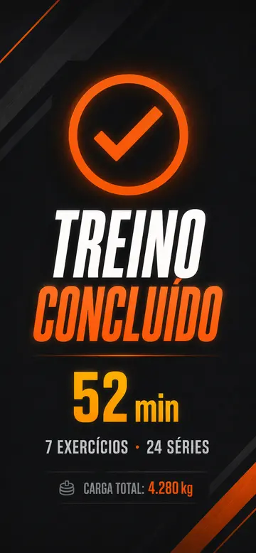 Tela de treino concluído no GymPro